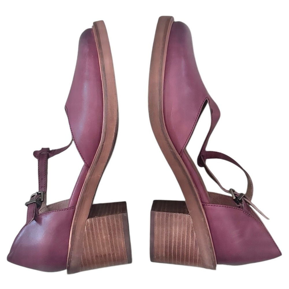 Seychelles Soulmate Wine Mary Jane T Strap Stacked Heel Shoes Loafers Womens 10 - Picture 6 of 13